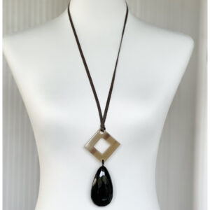 Long square pendant necklace