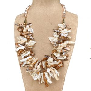 cascading natural shell statement necklace