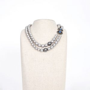 silver grey faux pearl necklace