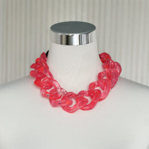 Chunky Fuchsia Pink Resin Chain Necklace – Bold Statement Jewelry