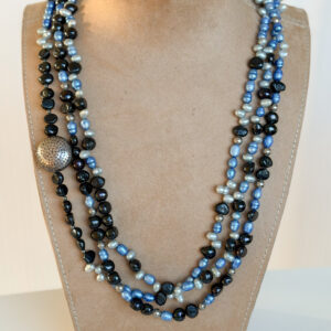 Blue pearl statement necklace