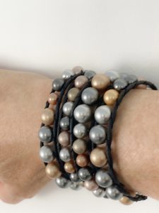 Leather with Swarovski Pearls