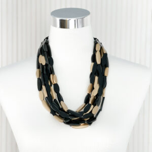 Black and gold multi strand necklace