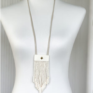 Organic Buffalo Bone White Tassel Pendant Necklace